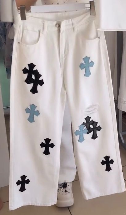 Білі штани chrome hearts