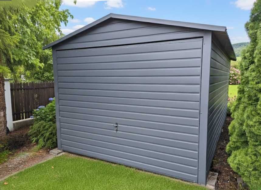 OKAZJA Garaż Blaszany DREWNOPODOBNY 3x5 blaszak dach dwuspadowy