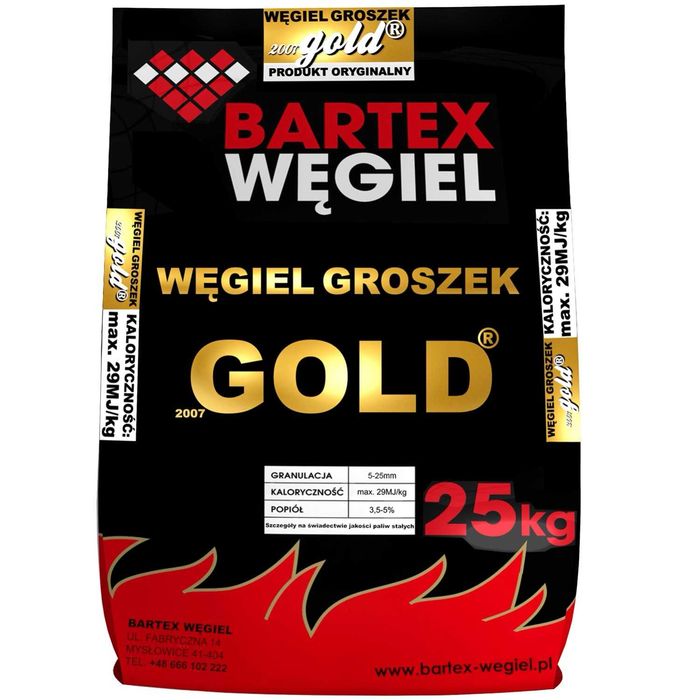 WĘGIEL GROSZEK GOLD Bartex kaloryczność 29-27MJ/kg
