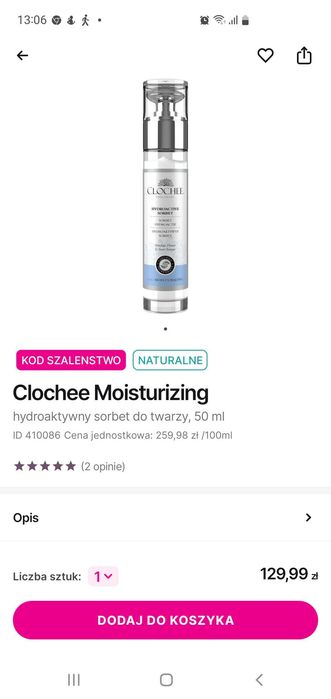 Clochee sorbet hydroaktywny