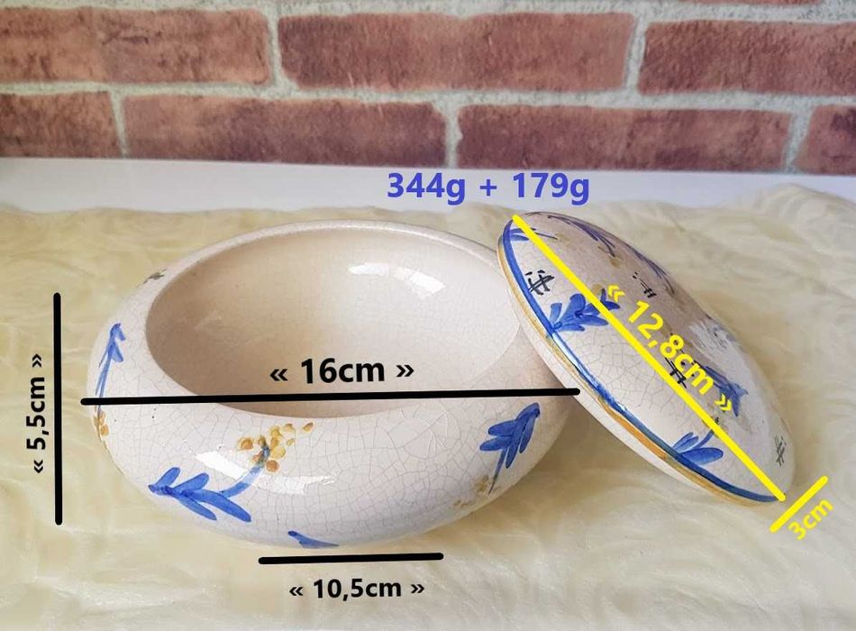 Taça com tampa circular porcelana decoração