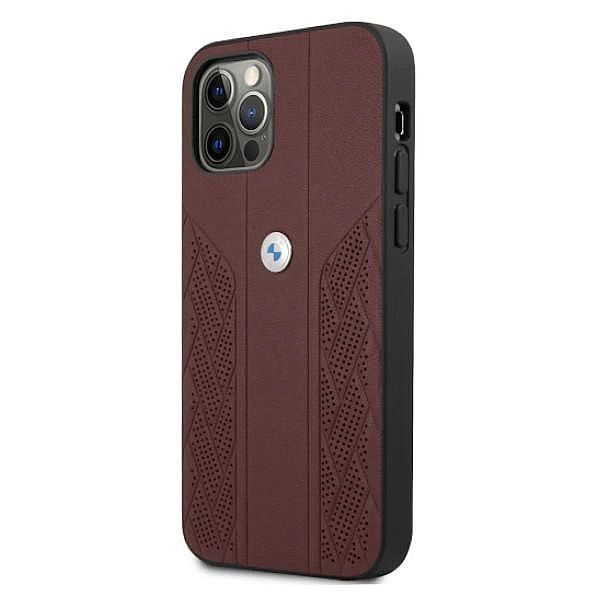 Etui BMW Leather Curve Perforate na iPhone 12 / iPhone 12 Pro - czerwo