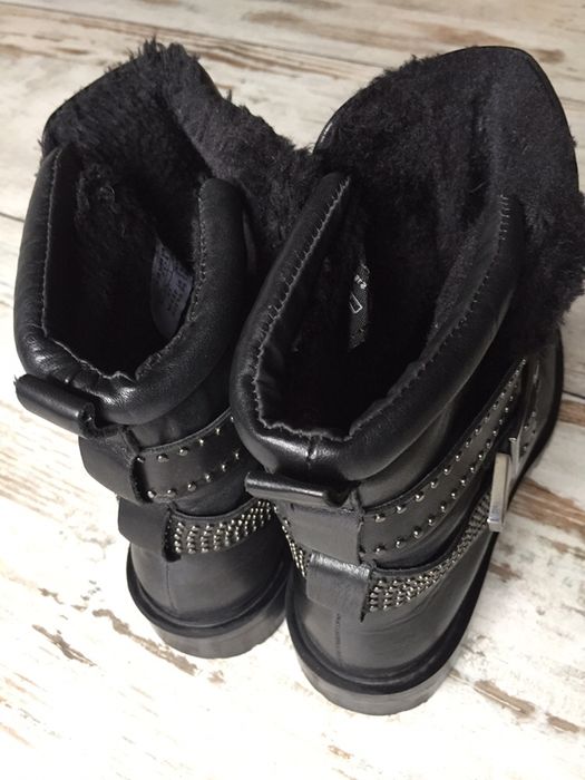 Zara skórzane kozaki ocieplane 41