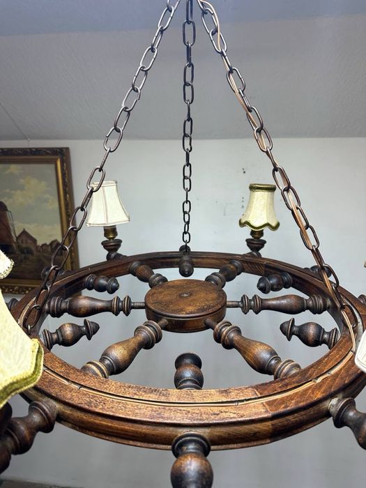 Люстра підвісна дерево світильник дуб на 6 ламп 7554