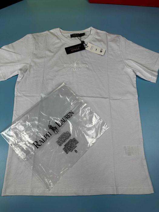 Koszulka męska t-shirt koszulka ralph lauren polo biała napis na środku nowość
