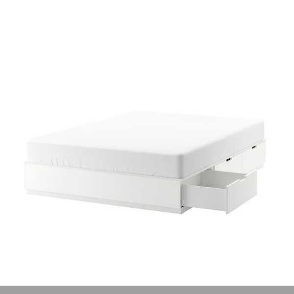 Cama de casal com colchão e gavetas, 160cm x 200cm, Nordli