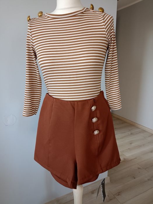 Komplet brązowy marynarka+szorty