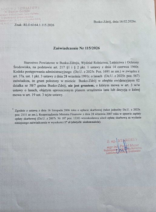 Sprzedam działkę ul. Chabrowa szer. z dł. 25 x 40 m Busko