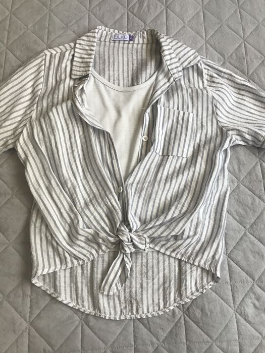 Lekka koszulka biała + paski