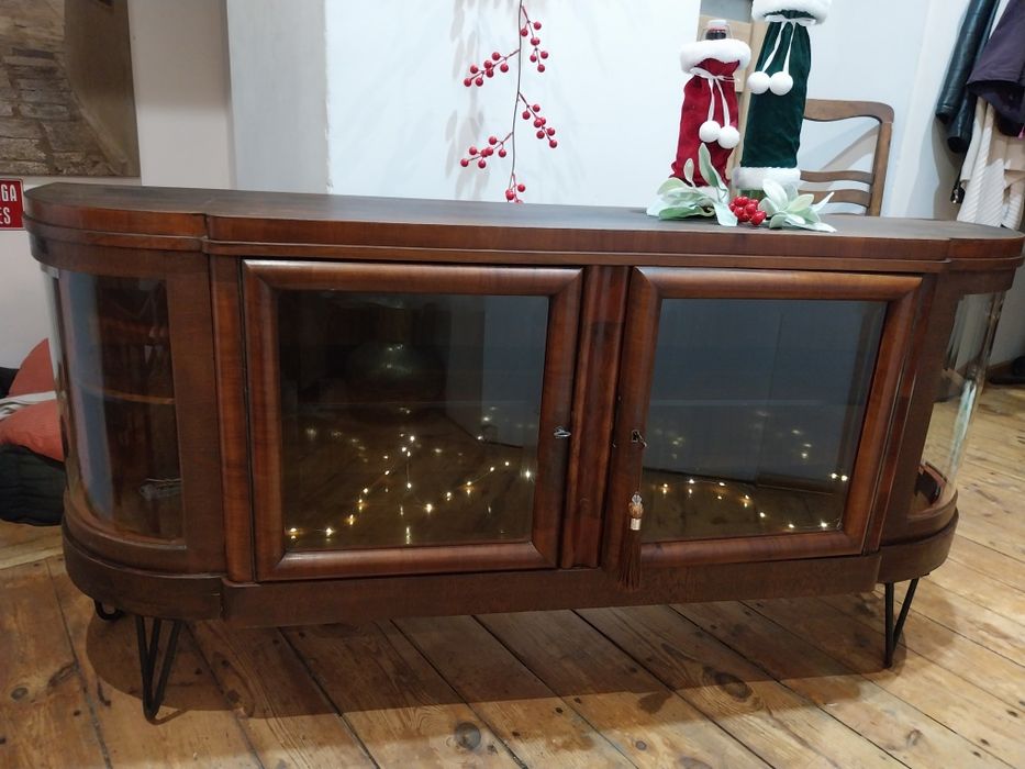 Retro komoda przedwojenna drewniana vintage witryna barek loft vintage