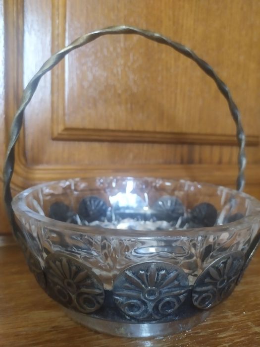 Мельхіорова хрустальна цукерниця