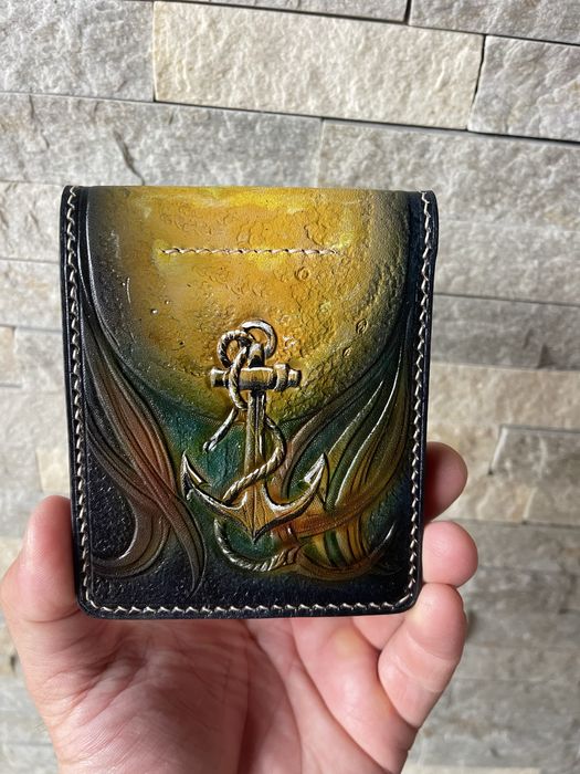 Чоловічий шкіряний гаманець,ручна робота,натуральна шкіра,подарунок