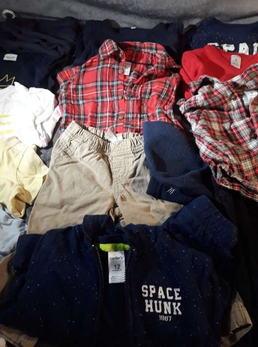 Spodnie koszula swetr body chlopiec 6-12m r.74-80 OldNavyOshKosh 28szt