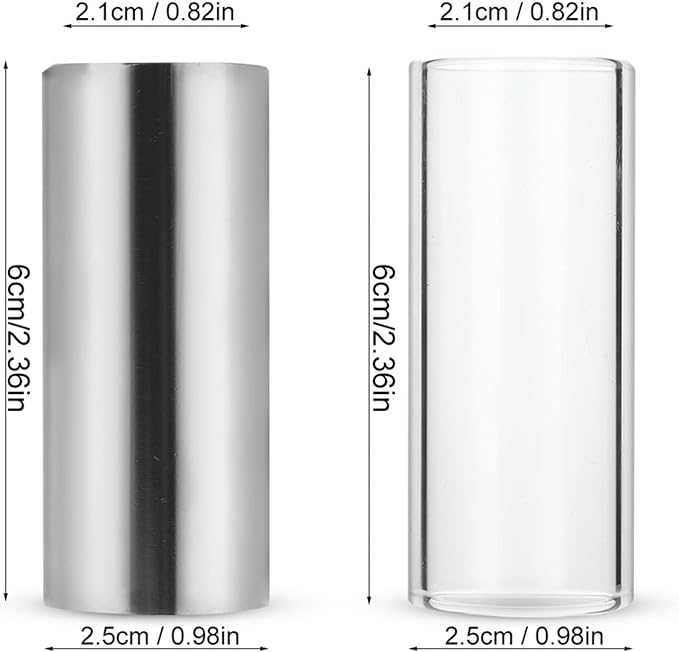 Suwak do Gitary ze Stali Nierdzewnej, Szklany, Zestaw 2szt