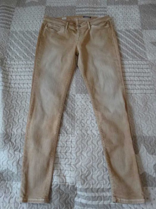 Spodnie Tommy Hilfiger Jegginsy Sprany Efekt Camelowe Bawełna L