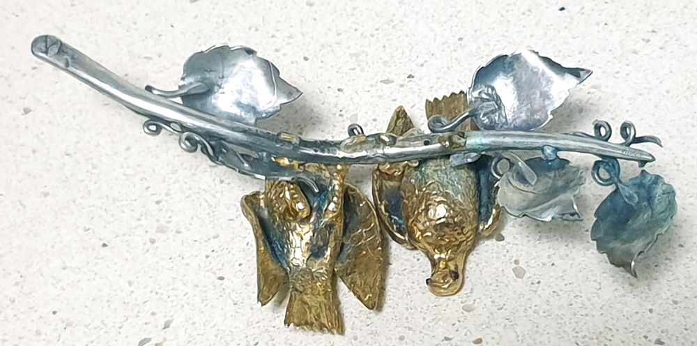 Raro antigo paliteiro em prata portuguesa Javali II