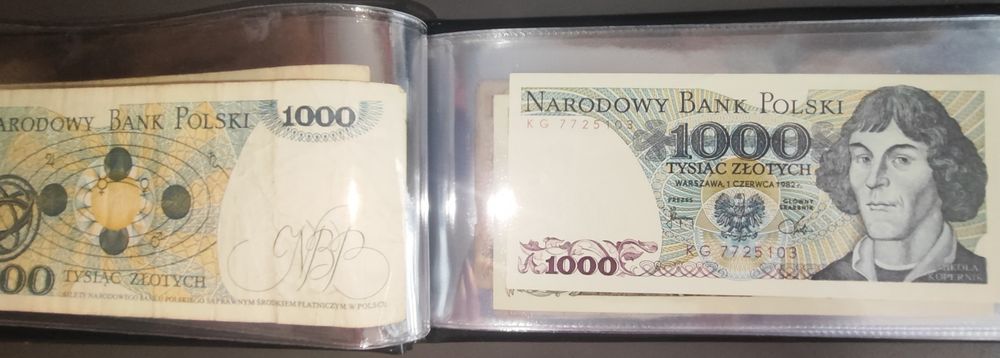 Zestaw banknotów w klaserze: 20 banknotów PRL