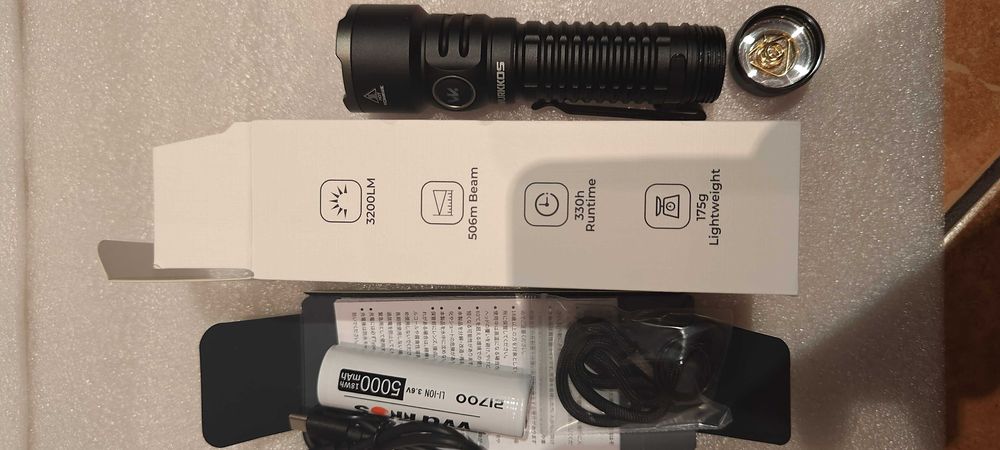 Latarka szperacz Wurkkos TS28 ogniwo 21700, 3200 lumenów 500m!! - NOWA