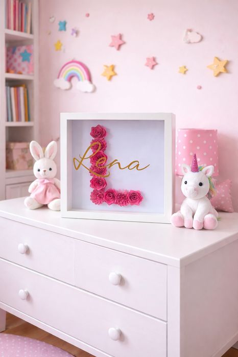 Ramka z imieniem dziecka monogram metryczka nowa handmade