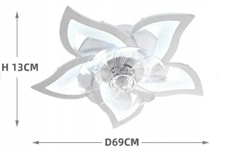 Żyrandol Plafon LED Kwiat Lotosu z wiatrakiem i pilotem