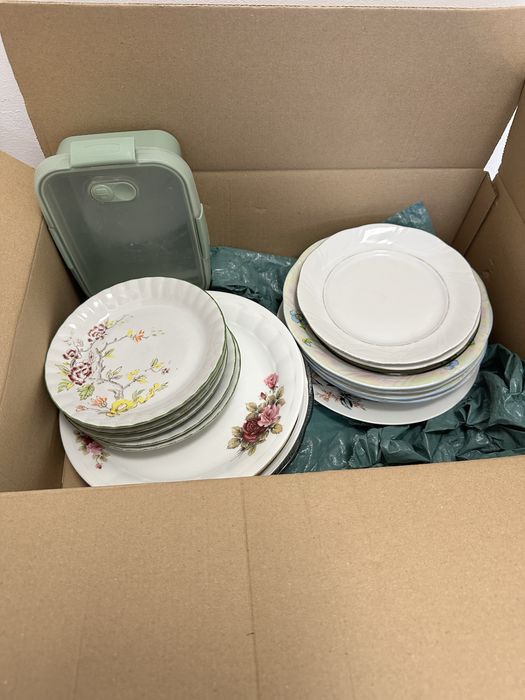 Zestaw talerzy + dzbanek + pojemnik na żywność