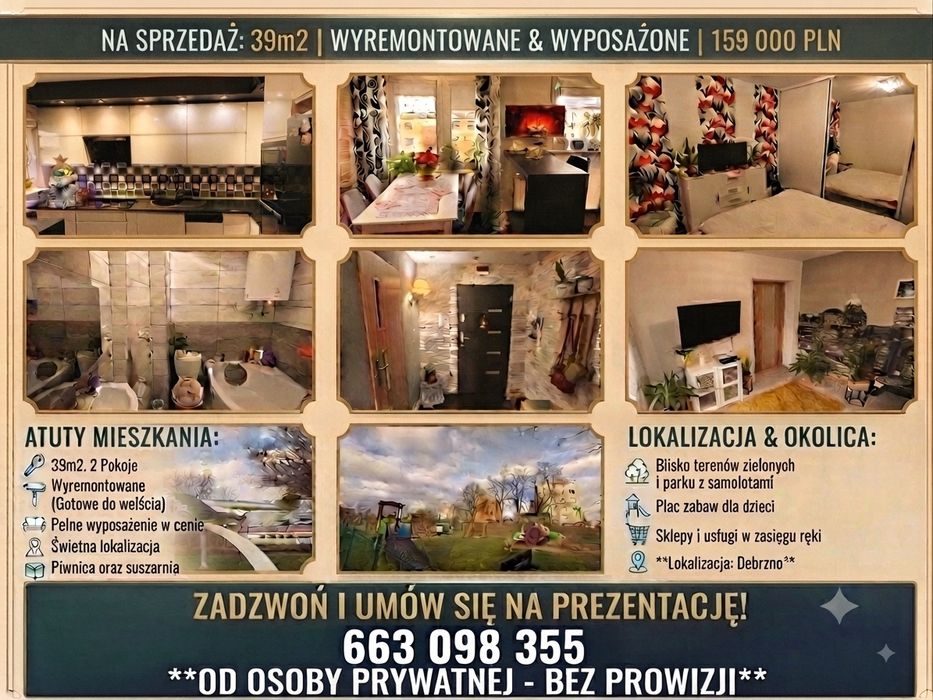 Mieszkanie 2 - pokojowe 39m2 po generalnym remoncie od osoby prywatnej