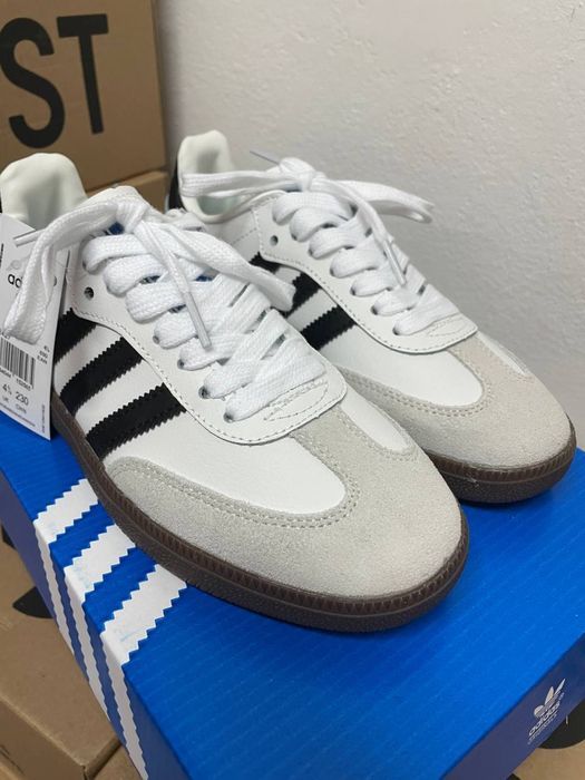 Женские кожанные кеды Adidas Samba / Адидас Самба белые 36 37 38 39 40