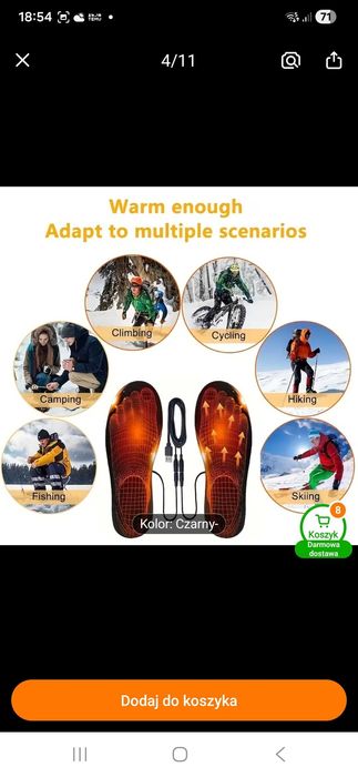 podgrzewane wkładki do butów 35-44 usb