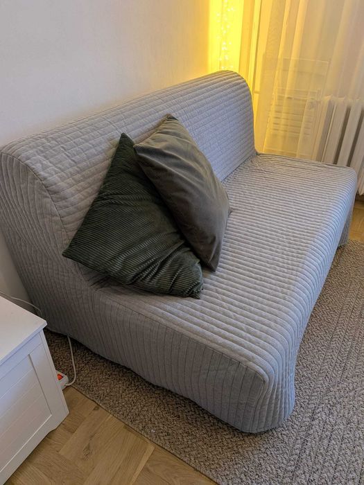 IKEA LYCKSELE sofa 2-osobowa, materac Murbo, pokrycie Knisa jasnoszare