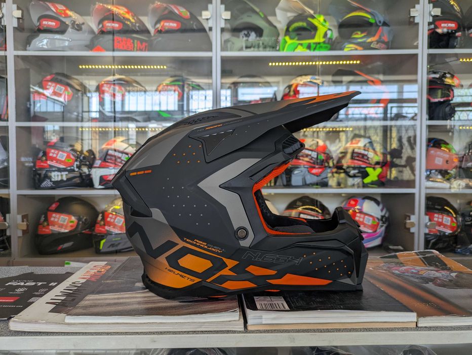 Мото шолом ендуро кросовий під окуляри NOX N634 Matt Black на