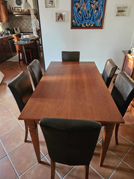Mesa Sala Jantar [extensível]  (madeira cor cerejeira)