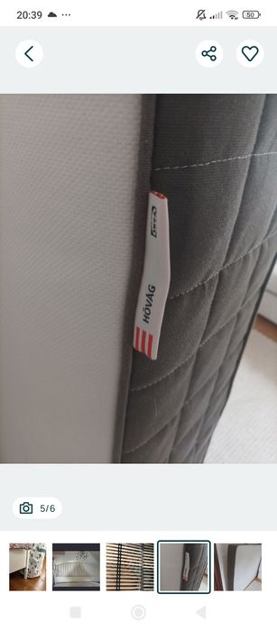 Łóżko Ikea drewniane 160x200cm + stelaż i materac Hovag