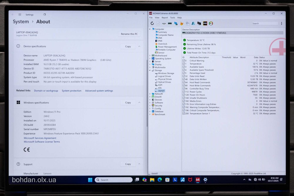 Lenovo Legion Slim 7 16APH8 7840HS 3.2K-165Hz RTX 4060 16GB 1TB W11H