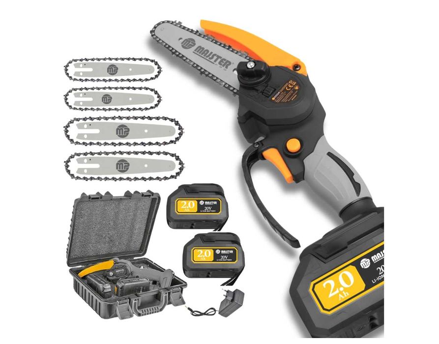 MOCNA Piła łańcuchowa na akumulator MINI + 4x łańcuch DUŻY Zestaw XXL