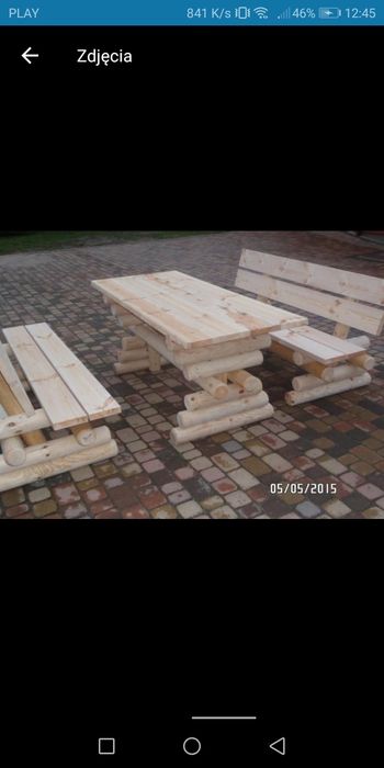 Meble ogrodowe. Stół, ławki.