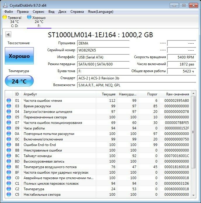 Жесткий диск SEAGATE Laptop SSHD 2.5 1000 Gb. (гибрид HDD+SSD)