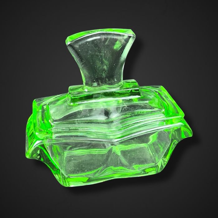 Pojemnik bomboniera szkło vintage art deco zielona b51/02282