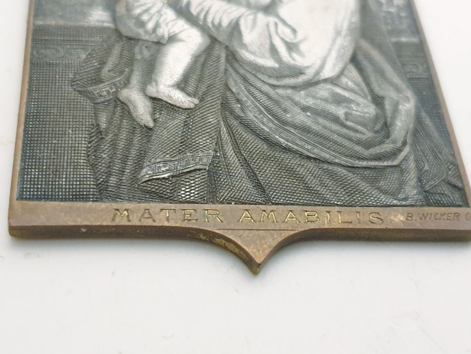 antigo pendente religioso "Mater Amabilis" - gravura de B. Wicker