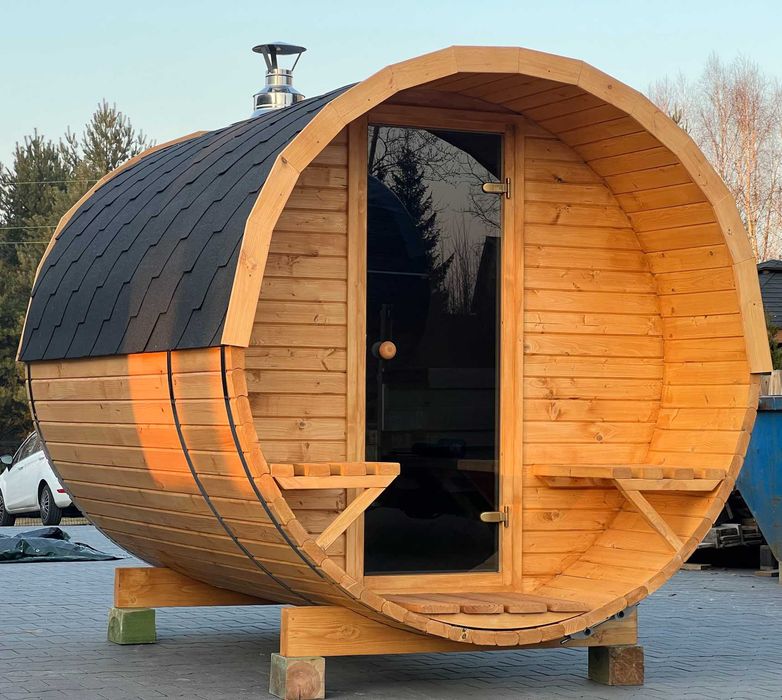 Sauna Ogrodowa Beczka Ruska Bania 2m Dowolna Konfiguracja Cenowa
