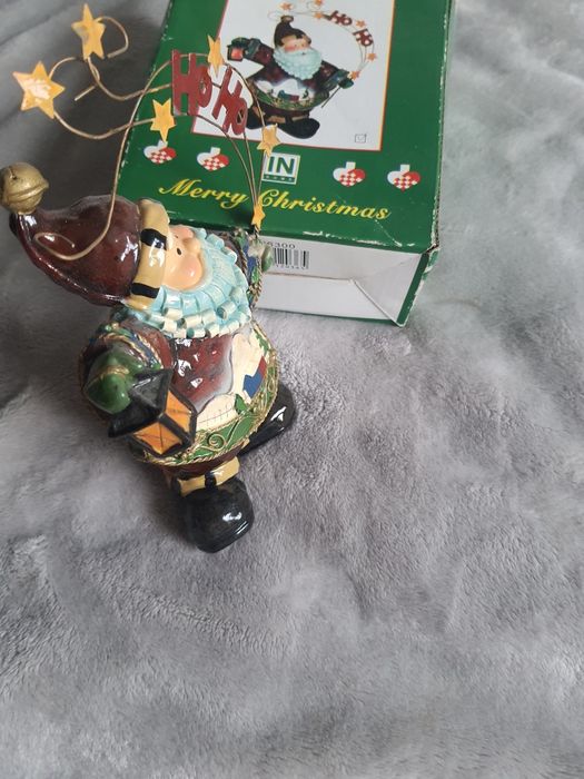 Antyczna Ozdoba Przedstawiająca Wesołego Świętego Mikołaja