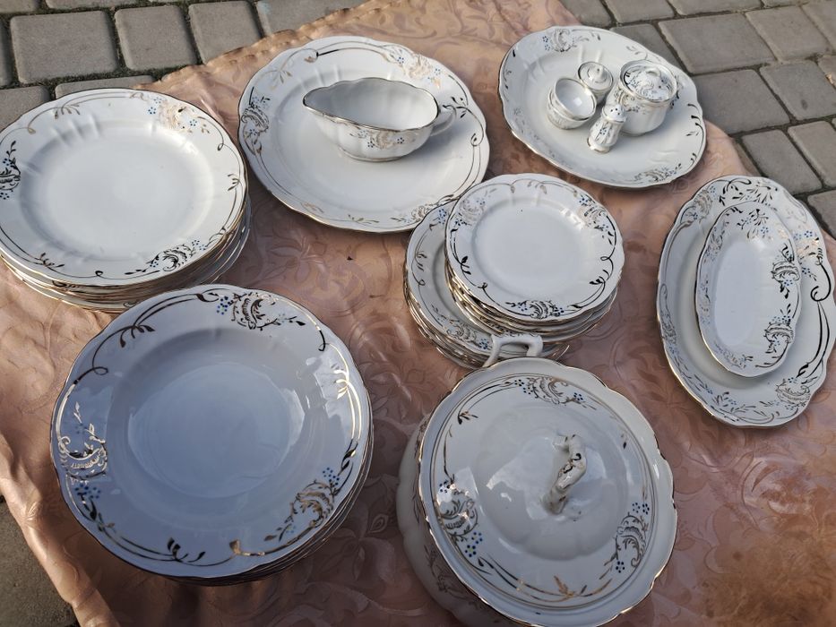 Сервіз столовий на 6 персон з позолотою"Незабудка"