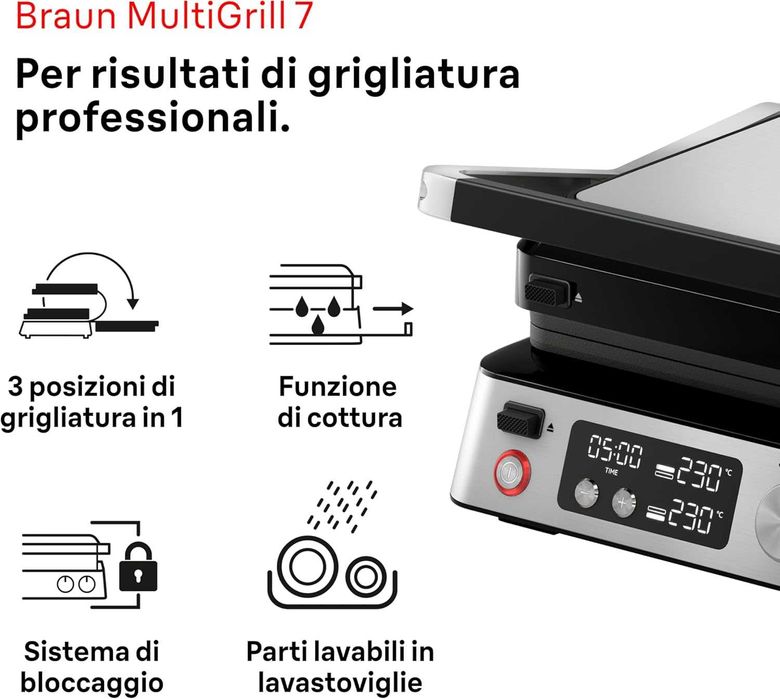 гриль контактний прижимний оптигриль Braun MultiGrill 7 GC7040