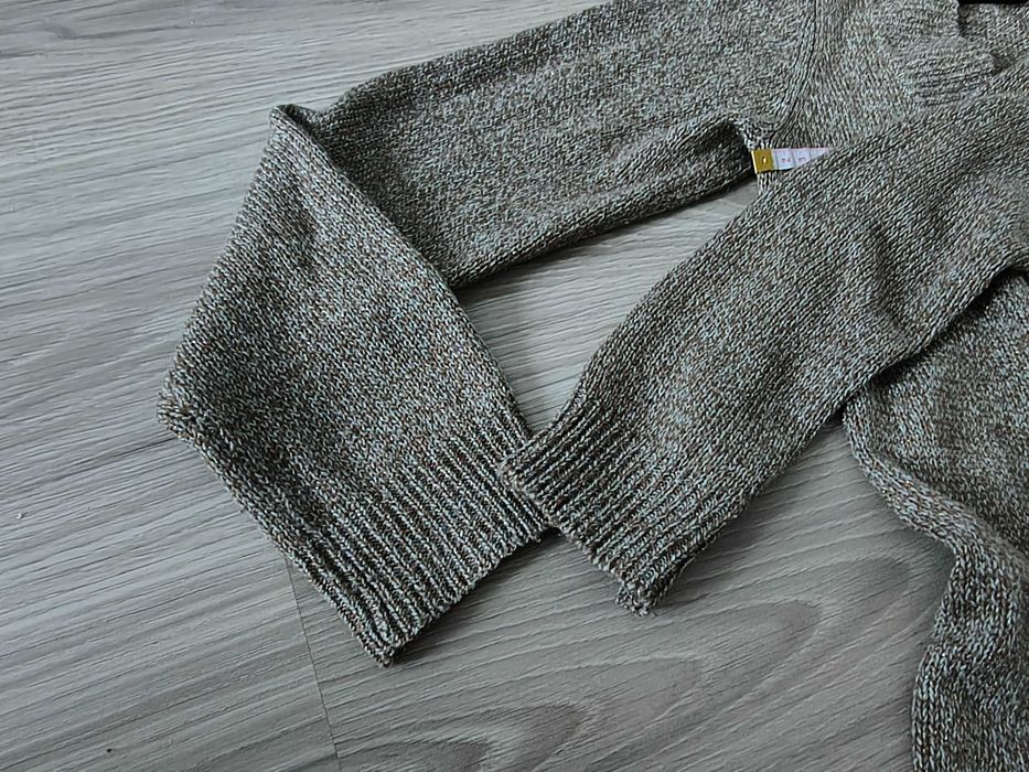 Długi sweter kardigan z kieszeniami ze złota nitka H&M s 36