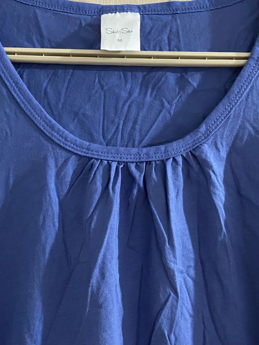 Skin to skin niebieska 5XL 50 bluzka damska bawełna plus size