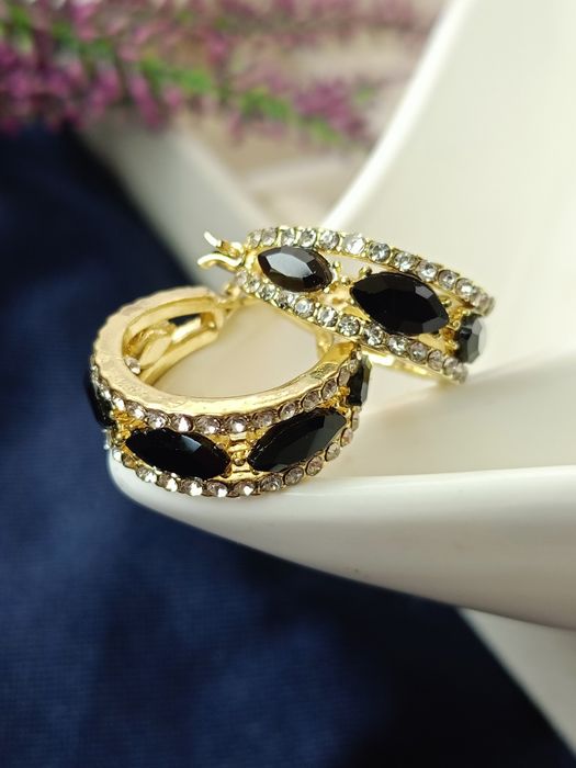 Czarno złote eleganckie kolczyki nowe prezent