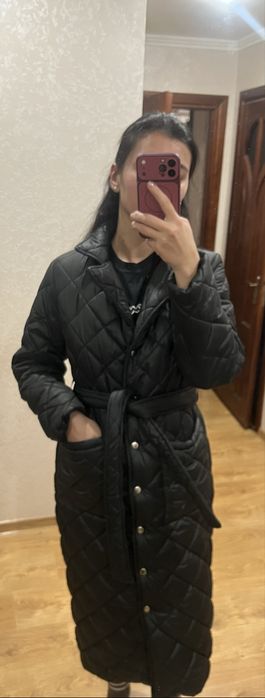 Пальто стьобане чорне