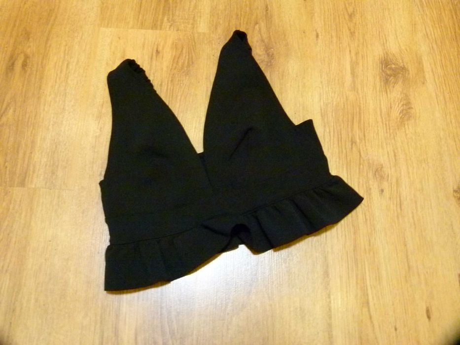 River Island bluzka crop top czarny elegancki rozm 38 M