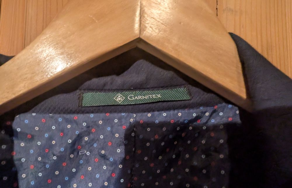 Garnitur męski Garnitex Gino granatowy 116/176/102 Slim Fit wełna krop