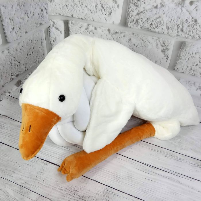 М'яка іграшка з пледом усередині, Гусь обіймашка, білий, 160 см.