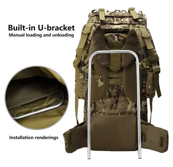 Рюкзак похідний тактичний каркасний 80-85л Мультик Олива Чорний Койот